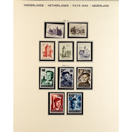 993 - NETHERLANDS 1935 - 1968 NEAR - COMPLETE COLLECTION of never hinged mint stamps on album pages, note ... 