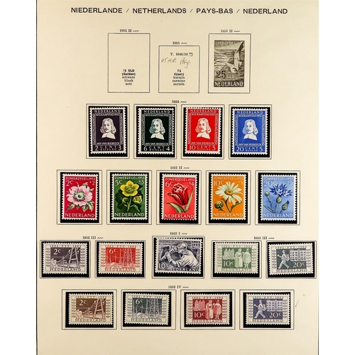 993 - NETHERLANDS 1935 - 1968 NEAR - COMPLETE COLLECTION of never hinged mint stamps on album pages, note ... 