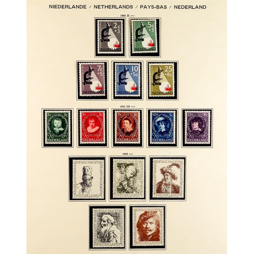 993 - NETHERLANDS 1935 - 1968 NEAR - COMPLETE COLLECTION of never hinged mint stamps on album pages, note ... 