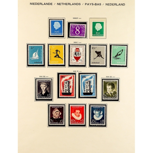 993 - NETHERLANDS 1935 - 1968 NEAR - COMPLETE COLLECTION of never hinged mint stamps on album pages, note ... 