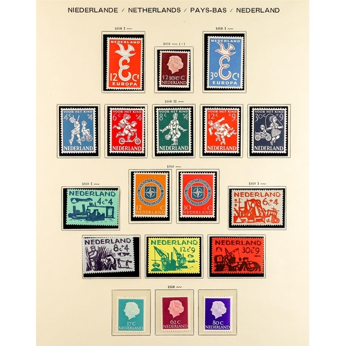 993 - NETHERLANDS 1935 - 1968 NEAR - COMPLETE COLLECTION of never hinged mint stamps on album pages, note ... 