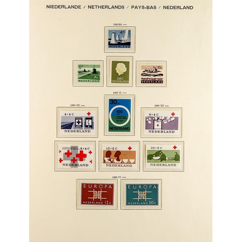 993 - NETHERLANDS 1935 - 1968 NEAR - COMPLETE COLLECTION of never hinged mint stamps on album pages, note ... 