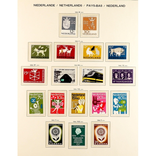 993 - NETHERLANDS 1935 - 1968 NEAR - COMPLETE COLLECTION of never hinged mint stamps on album pages, note ... 