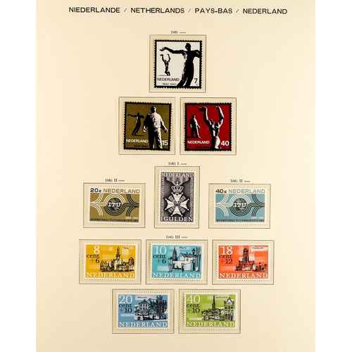 993 - NETHERLANDS 1935 - 1968 NEAR - COMPLETE COLLECTION of never hinged mint stamps on album pages, note ... 