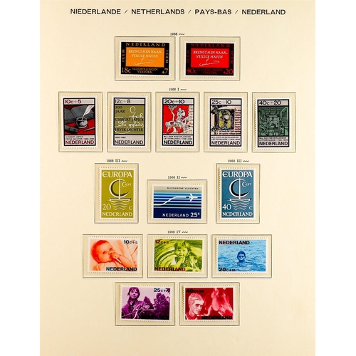 993 - NETHERLANDS 1935 - 1968 NEAR - COMPLETE COLLECTION of never hinged mint stamps on album pages, note ... 