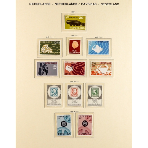 993 - NETHERLANDS 1935 - 1968 NEAR - COMPLETE COLLECTION of never hinged mint stamps on album pages, note ... 