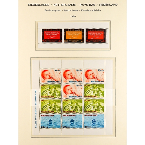 993 - NETHERLANDS 1935 - 1968 NEAR - COMPLETE COLLECTION of never hinged mint stamps on album pages, note ... 