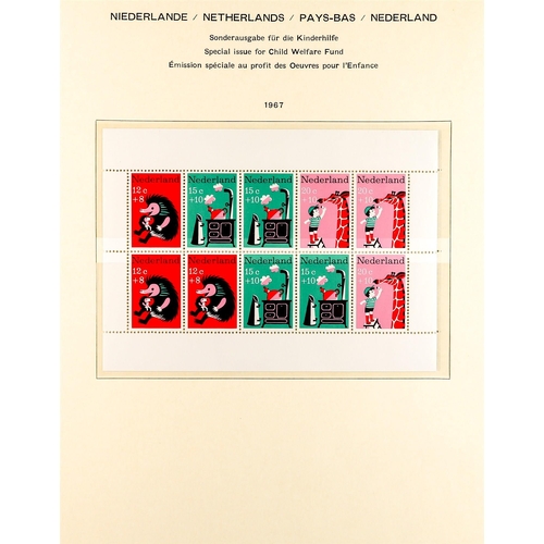 993 - NETHERLANDS 1935 - 1968 NEAR - COMPLETE COLLECTION of never hinged mint stamps on album pages, note ... 