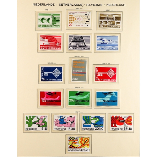 993 - NETHERLANDS 1935 - 1968 NEAR - COMPLETE COLLECTION of never hinged mint stamps on album pages, note ... 