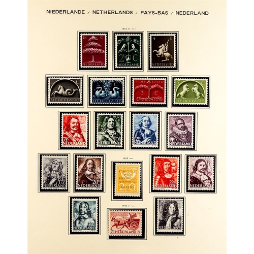 993 - NETHERLANDS 1935 - 1968 NEAR - COMPLETE COLLECTION of never hinged mint stamps on album pages, note ... 