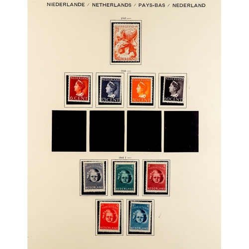 993 - NETHERLANDS 1935 - 1968 NEAR - COMPLETE COLLECTION of never hinged mint stamps on album pages, note ... 