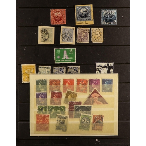 996 - NETHERLANDS CARTON of chiefly used stamps in albums, stock books, on stock cards, loose pages, a sho... 