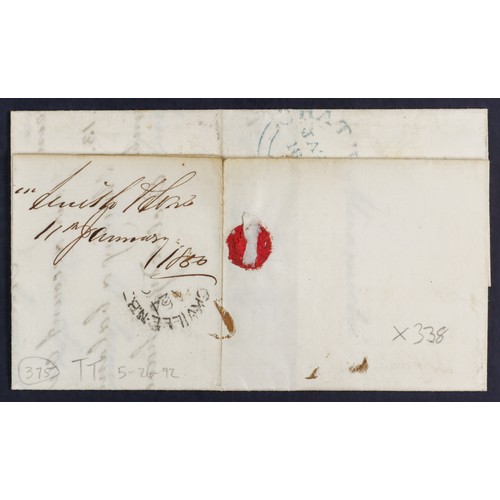 405 - CANADA NEW BRUNSWICK 1850 (11th January) an entire letter from Liverpool to Miramichi, New Brunswick... 