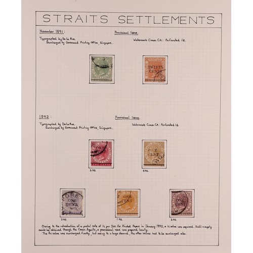 907 - MALAYA-STRAITS SETT. 1867 - 1899 COLLECTION nicely annotated on album pages, of fine used stamps. Ra... 