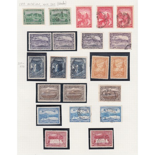 226 - AUSTRALIAN STATES TASMANIA 1853 - 1911 COLLECTION of over 230 mint & used stamps on well-filled albu... 