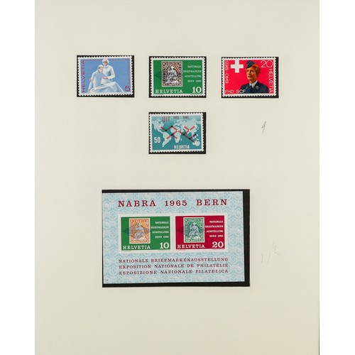 1281 - SWITZERLAND 1946 - 1975 MINT / NEVER HINGED MINT COLLECTION in Lindner album, of sets and miniature ... 