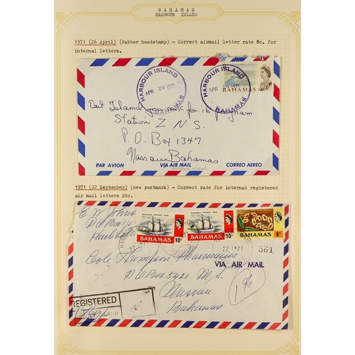 270 - BAHAMAS COVERS - SMALLER POST OFFICES. A collection of chiefly 1960's covers in 3 albums cancelled a... 