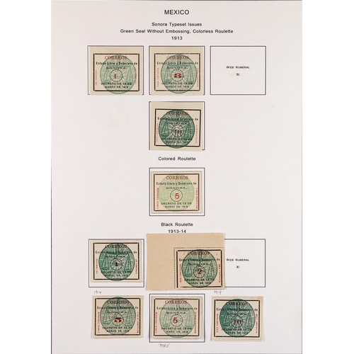 1002 - MEXICO SONORA CIVIL WAR STAMPS 1913 - 1915 COLLECTION of unused (as issued) stamps, note 1913 emboss... 