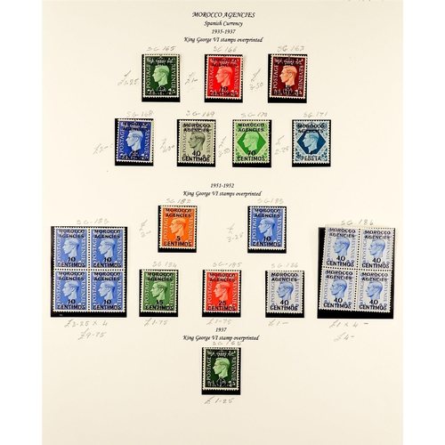 1021 - MOROCCO AGENCIES SPANISH CURRENCY 1907 - 1952 MINT COLLECTION on album pages, note 1907-12 set with ... 