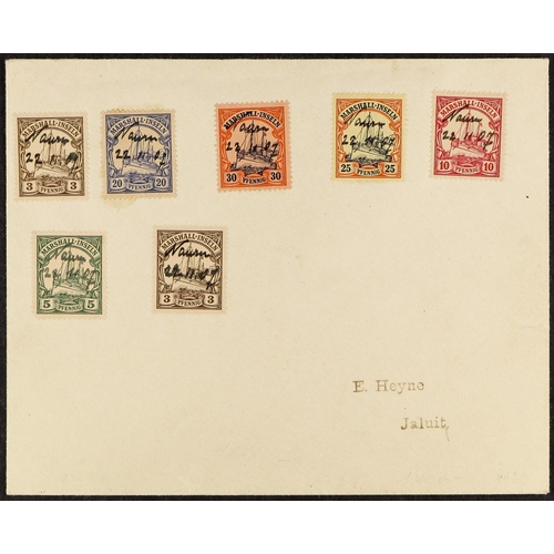 1025 - NAURU 1907 (22 Nov) env to E. Heyne at Jaluit bearing the German Marshall Islands 3pf (2), 5pf, 10pf... 