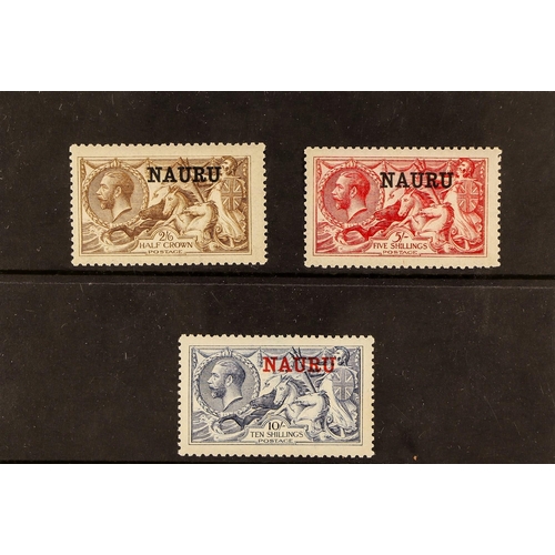 1028 - NAURU 1916-23 Seahorses De La Rue printing set, SG 21/23, never hinged mint. Cat £475 as hinged. Lot... 