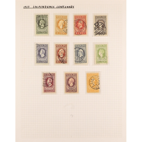 1031 - NETHERLANDS 1891 - 1966 USED COLLECTION in album, 1913 Centenary set to 5g, 1924-26 ranges to 2½g &5... 