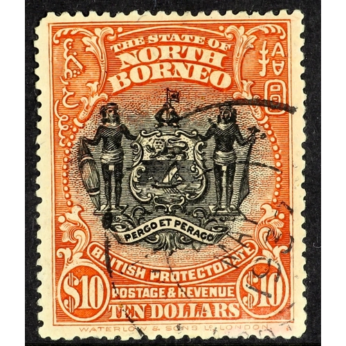 1105 - NORTH BORNEO 1911 $10 black and brick-red, SG 183, very fine used. Cat £850. Lot 1105 (P) [c]