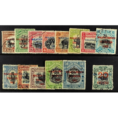 1108 - NORTH BORNEO 1922 Malaya-Borneo Exhibition set, SG 253/275, fine cds used. Cat £850 (14 stamps) Lot ... 