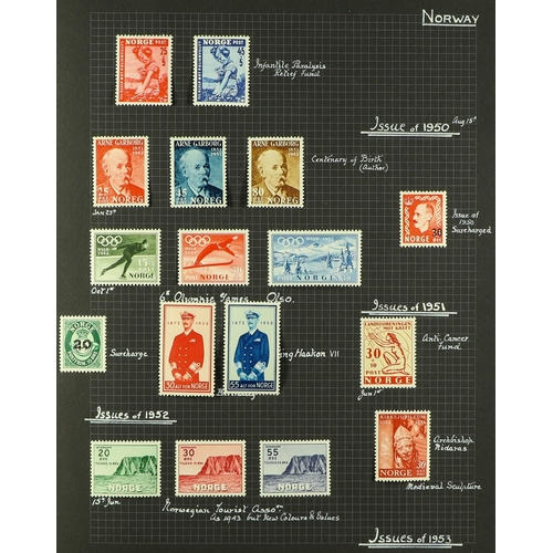 1117 - NORWAY 1855 - 1950's COLLECTION of 400+ mint & used stamps in album, 1925  Amundsens set, 1930 Touri... 