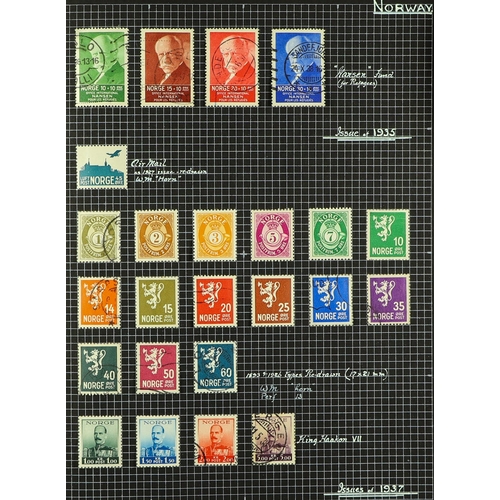 1117 - NORWAY 1855 - 1950's COLLECTION of 400+ mint & used stamps in album, 1925  Amundsens set, 1930 Touri... 