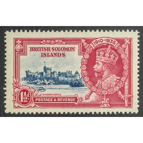 1230 - SOLOMON IS. 1935 1d deep blue & carmine Silver Jubilee DIAGONAL LINE BY TURRET variety, SG 53f, neve... 