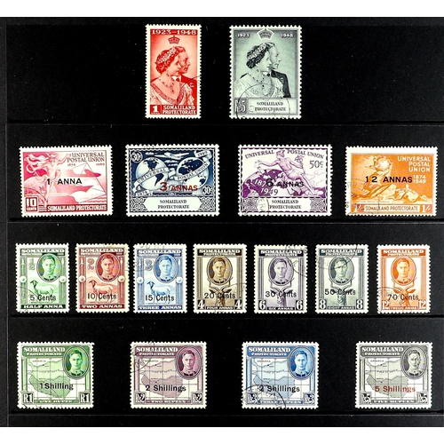 1232 - SOMALILAND PROTECT 1937 - 1951 COMPLETE USED COLLECTION of 47 stamps on protective pages, 1938 & 194... 