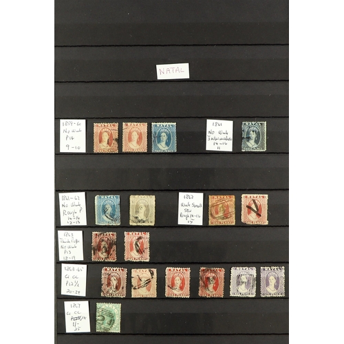 1241 - SOUTH AFRICA -COLS & REPS NATAL 1859 - 1895 COLLECTION of 70+ used stamps incl semi-specialised with... 