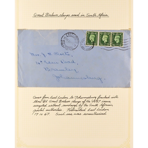 1246 - SOUTH AFRICA 1902 - 1961 COLLECTION OF COVERS annotated in 3 albums, includes 1902 censored, 1902 wi... 