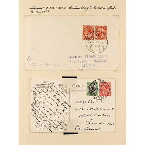 1246 - SOUTH AFRICA 1902 - 1961 COLLECTION OF COVERS annotated in 3 albums, includes 1902 censored, 1902 wi... 