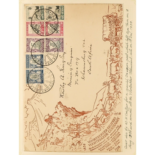 1246 - SOUTH AFRICA 1902 - 1961 COLLECTION OF COVERS annotated in 3 albums, includes 1902 censored, 1902 wi... 