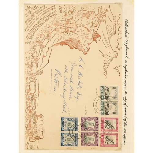 1246 - SOUTH AFRICA 1902 - 1961 COLLECTION OF COVERS annotated in 3 albums, includes 1902 censored, 1902 wi... 