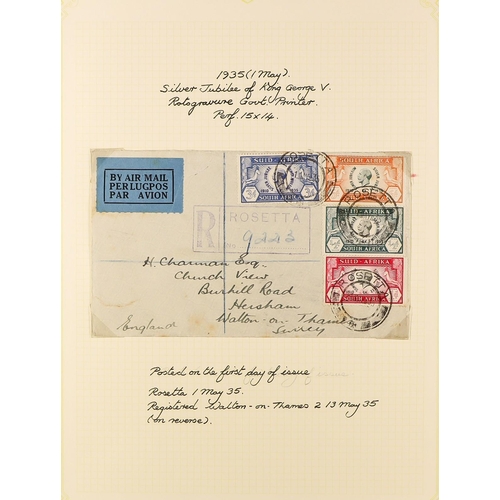 1246 - SOUTH AFRICA 1902 - 1961 COLLECTION OF COVERS annotated in 3 albums, includes 1902 censored, 1902 wi... 