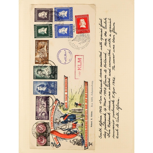 1246 - SOUTH AFRICA 1902 - 1961 COLLECTION OF COVERS annotated in 3 albums, includes 1902 censored, 1902 wi... 