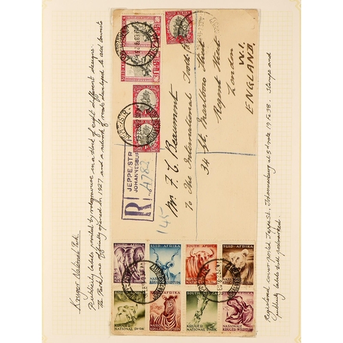 1246 - SOUTH AFRICA 1902 - 1961 COLLECTION OF COVERS annotated in 3 albums, includes 1902 censored, 1902 wi... 