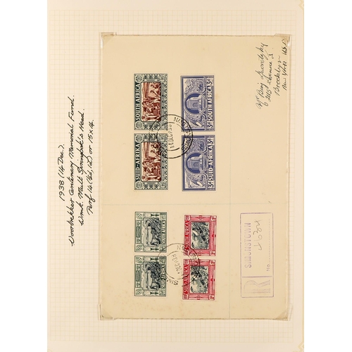 1246 - SOUTH AFRICA 1902 - 1961 COLLECTION OF COVERS annotated in 3 albums, includes 1902 censored, 1902 wi... 