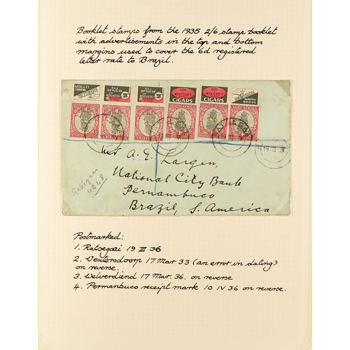 1246 - SOUTH AFRICA 1902 - 1961 COLLECTION OF COVERS annotated in 3 albums, includes 1902 censored, 1902 wi... 