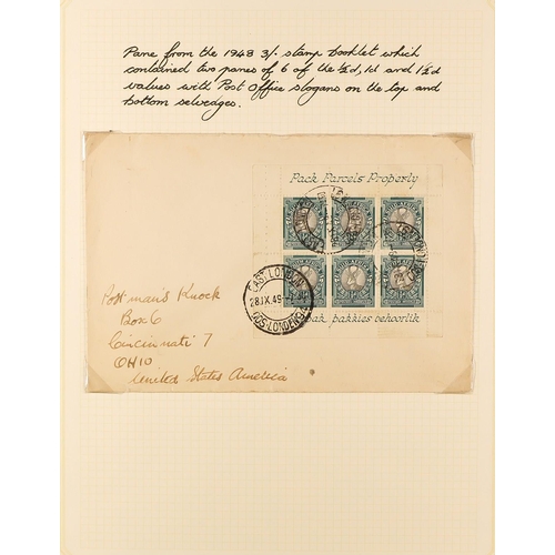 1246 - SOUTH AFRICA 1902 - 1961 COLLECTION OF COVERS annotated in 3 albums, includes 1902 censored, 1902 wi... 