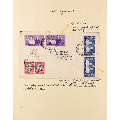 1246 - SOUTH AFRICA 1902 - 1961 COLLECTION OF COVERS annotated in 3 albums, includes 1902 censored, 1902 wi... 