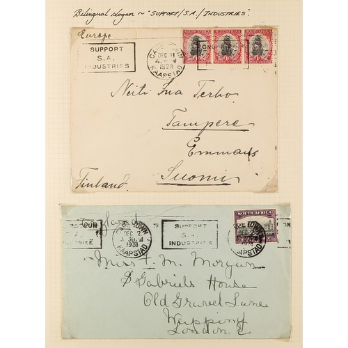 1246 - SOUTH AFRICA 1902 - 1961 COLLECTION OF COVERS annotated in 3 albums, includes 1902 censored, 1902 wi... 