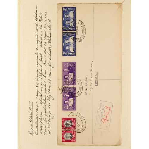 1246 - SOUTH AFRICA 1902 - 1961 COLLECTION OF COVERS annotated in 3 albums, includes 1902 censored, 1902 wi... 