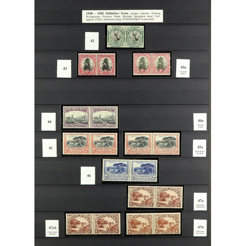 1249 - SOUTH AFRICA 1910 - 1935 COLLECTION of mint / mostly never hinged mint stamps, includes many varieti... 