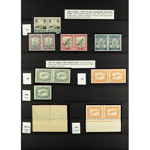 1249 - SOUTH AFRICA 1910 - 1935 COLLECTION of mint / mostly never hinged mint stamps, includes many varieti... 