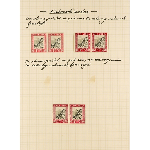 1253 - SOUTH AFRICA 1925 - 1935 SPECIALIZED MINT COLLECTION annotated on pages with many shades, varieties,... 