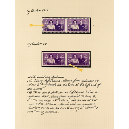 1254 - SOUTH AFRICA 1936 - 1952 SPECIALIZED MINT COLLECTION annotated on pages with shades, varieties, plat... 